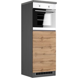 Held Möbel Kühlschrank/Ofen Umbauschrank Turin, 60 cm, Wotaneiche/Graphit