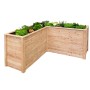 Westmann Holz-Eckhochbeet Klassik L, naturbelassenes Lärchenholz, bepflanzt mit Gemüse.