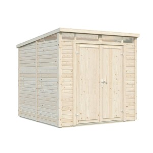 Palmako Holz-Gartenhaus mit Pultdach, naturbelassen und tauchgrundiert, 221x228 cm.
