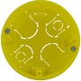 Gelbe 1-fach Hohlwanddose Pro, Ø 68 mm x 45 mm, für Schalter und Steckdosen.