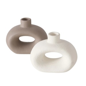 Boltze Home Kerzenleuchter Rody, 2-fach sortiert, mehrfarbig. Kerzenhalter aus Steingut in Beige und Weiß.