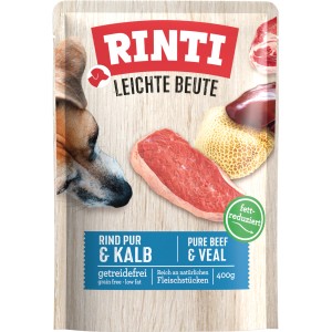 Rinti Feine Beute Hunde-Nassfutter mit Rind und Kalb, getreidefrei und fettreduziert.