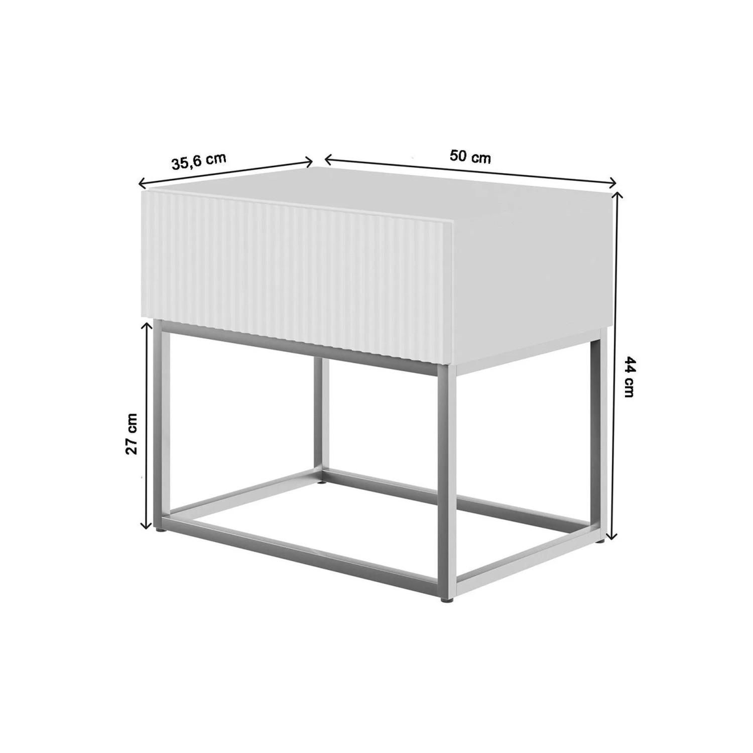 Selsey Nachttisch Veldio Rillenfront Goldfarbenes Gestell Schwarz 50 cm_5