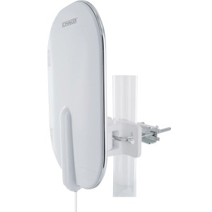 Weiße Schwaiger DVB-T/2 Außenantenne zur Wand- oder Mastmontage mit LTE-Filter.