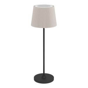 EGLO LED Akku Tischleuchte LEONERO, schwarz/beige, kabellos mit Touchdimmer, 37cm hoch.