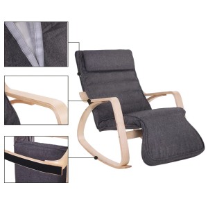 Songmics Schaukelstuhl Teou mit Fußstütze 125 x 67 x 91 cm Grau