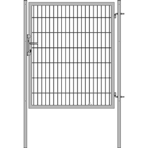 H+S Tür Uli, 1 m breit, Weißaluminium, für Gartenzaun-Systeme mit Doppelstabmatten.