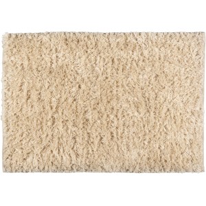 Ecrufarbene Wenko Badematte Lanas aus recycelten PET-Flaschen, hochflorig und weich, 60x90 cm.