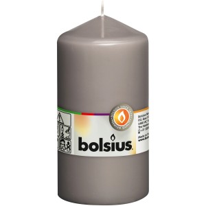Bolsius Stumpenkerze, 130/68 mm, warmes Grau. Dekorative Kerze für den Innenbereich.
