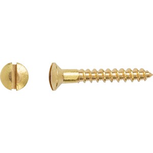 Linsensenkkopf Holzschraube, Ø 2,5x20 mm, Messing, mit Schlitz-Antrieb, 25 Stück