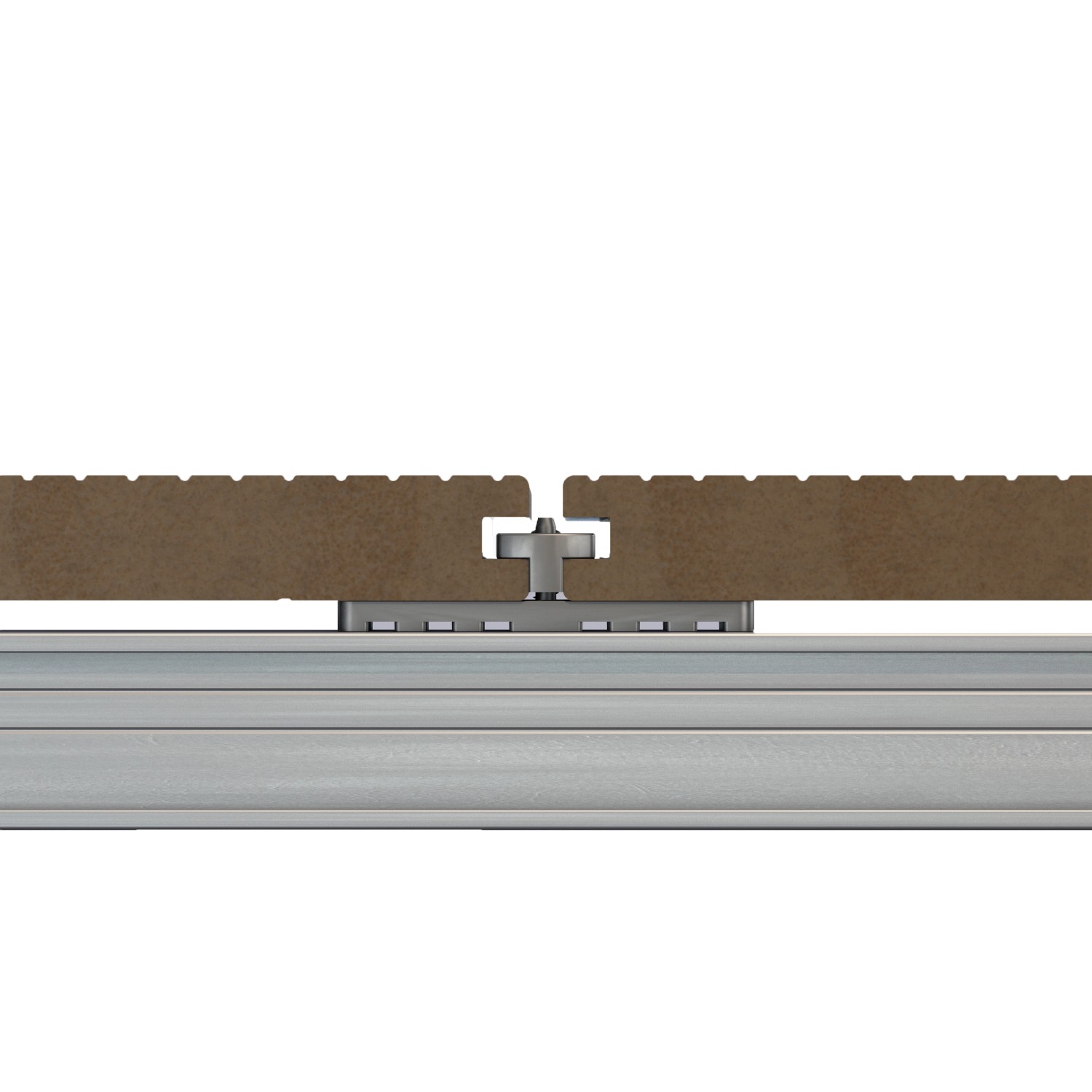 GS Terrassenclip Base mit Alubohrschrauben zur Dielenbefestigung auf Aluminium-Unterkonstruktion.