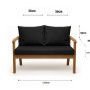 Schwarzes Setgarden Bankkissen-Set für 2-Sitzer Gartenbank, bestehend aus Sitz- und Rückenkissen.