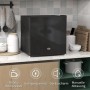 Schwarzer HOMCOM Mini-Gefrierschrank 35 L auf Küchenarbeitsplatte. Kompakte, freistehende Gefrierbox für Tiefkühlkost.