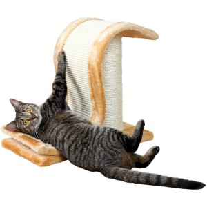 Trixie Kratzwelle Inca, hellbraun/natur, mit Katze beim Kratzen.