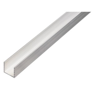 U-Profil aus Aluminium, 20x30x1000 mm, ideal für Baukonstruktionen und Maschinen.