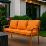 Orangefarbenes Bankkissen-Set für 2-Sitzer Gartenbank, bestehend aus Sitz- und Rückenkissen.