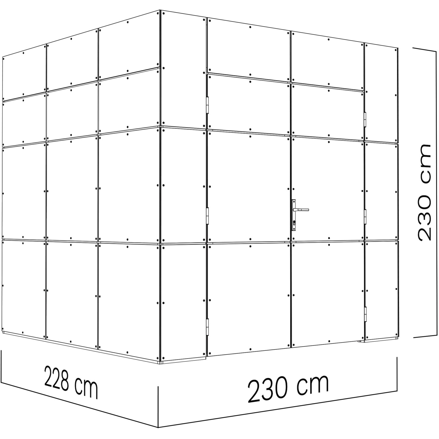 Bertilo Gartenhaus HPL 1 in Anthrazit-Weiß, 228x230 cm, Holz-Gartenhaus mit Flachdach.