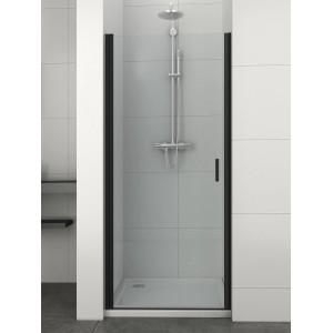 Sanotechnik Schwenktür Elite T90B Schwarz, Duschtür mit schwarzem Rahmen und Griff.