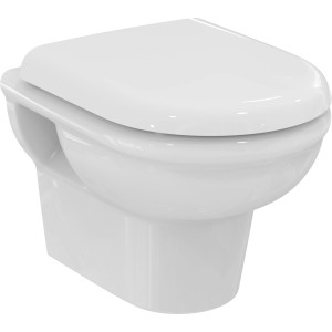 Weißes Ideal Standard Wand-WC-Set Exacto ohne Spülrand mit WC-Sitz.