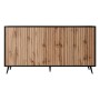 Selsey Sideboard Bello, schwarz mit Wotan Eiche Lamellenfronten. Elegante Kommode für Wohnzimmer & Stauraum.
