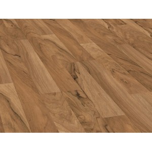 Laminatmuster Parador Basic 200 Nussbaum, Detailansicht der Holzstruktur.