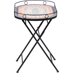 Schwarzer Siena Garden Gartentisch Prato, rechteckig, 67,5x41 cm, mit Mosaik-Tischplatte und Stahlgestell.