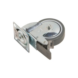 Apparate-Lenkrolle, Ø 75 mm, mit Feststeller, Platte und Gleitlager, Traglast 50 kg.