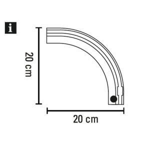Gardinia Rundbogen rechts, weiß, für 1-läufige Vorhangschiene, 90° Winkel.
