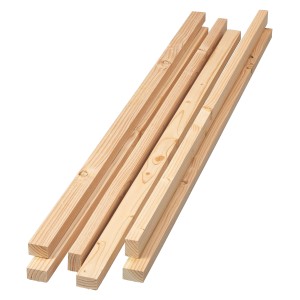 Stapel sägerauer Douglasie Latten, 32x48x2000 mm, für Innenausbau und Holzkonstruktionen.