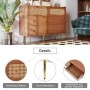 okwish Kommode mit Schubladen Rattan Sideboard Schlafzimmer Wohnzimmer 90x120x40cm Nussbaum_6