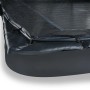 Detailaufnahme: Schwarzes EXIT Dynamic Bodentrampolin 244x427 cm mit Sicherheitsnetz.
