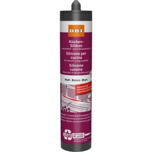 OBI Küchen-Silikon weiß 310 ml Kartusche. Elastischer Dichtstoff für Küchenfugen, pilzhemmend.