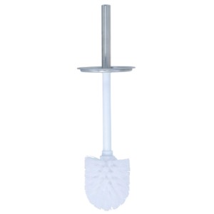MSV WC-Bürstengarnitur aus Edelstahl mit weißer Bürste. Praktisch und robust für jedes Badezimmer.