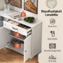 okwish Sideboard mit 3 Türen Schublade Wohnzimmer Diele 107x83x40cm Weiß_7