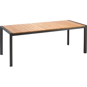 Rechteckiger Gartentisch Paros von Best Freizeitmöbel, anthrazit mit Holzoptik, 210x90 cm.