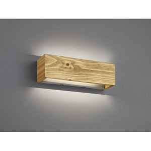 Trio LED-Wandleuchte Brad aus Echtholz und Metall in Nickel antik Optik.