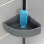 Wenko Teleskop-Eckregal Villata mit drei grauen Ablagekörben und einer blauen Flasche.