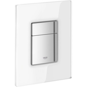 Grohe Skate Air Abdeckplatte aus Sicherheitsglas, weiße Drückerplatte für WC mit Chrom Tasten.