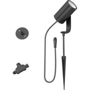 Philips Hue Lily LED-Spot, 1-flammig, schwarz, zur Erweiterung. Inkl. Erdspieß, Montageplatte und Verbinder.