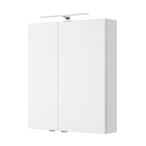 Pelipal Spiegelschrank 60 cm, Serie 4035, weiß glänzend mit Aufsatzleuchte. Badezimmerschrank für mehr Stauraum.