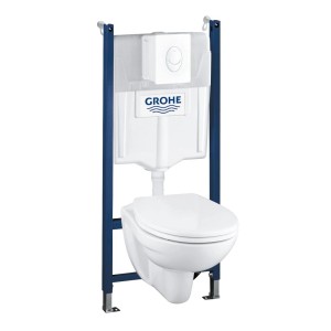 Grohe Solido Compact Set: WC Vorwandelement mit Keramik WC und Betätigungsplatte.