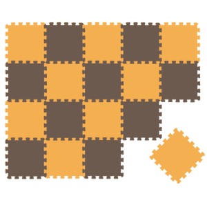 LittleTom Puzzlematte 18-teilig, braun-gelb im Schachbrettmuster, mit losem Teil. Ideal für Kinder & Babys.