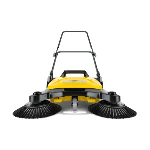 Kärcher Kehrmaschine S4 Twin: Gelbe Handkehrmaschine mit zwei Seitenbesen für Haus und Garten.