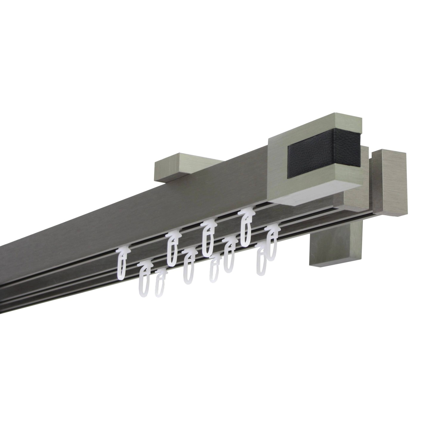 Schöner Wohnen Gardinenstange Matteo, Stahl gebürstet, mit Träger und Gleitern.