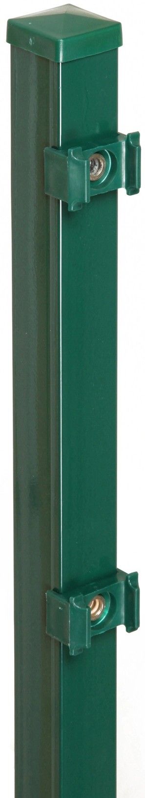 VierkantZaunpfosten mit Klemmplättchen 4 cm x 4 cm x 240 cm Grün