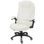 Cremeweißer Vinsetto Massagestuhl aus Leinenimitat. Ergonomischer Bürostuhl mit hoher Rückenlehne und Rollen.