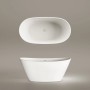 Freistehende, matte, weiße Mineralguss-Badewanne PAA Amore, 160x85x71,5 cm.