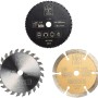 LUX Minikreissägeblatt-Set, 3-teilig: CV-Sägeblatt, HM-Sägeblatt, Diamanttrennscheibe, 85 mm Durchmesser.