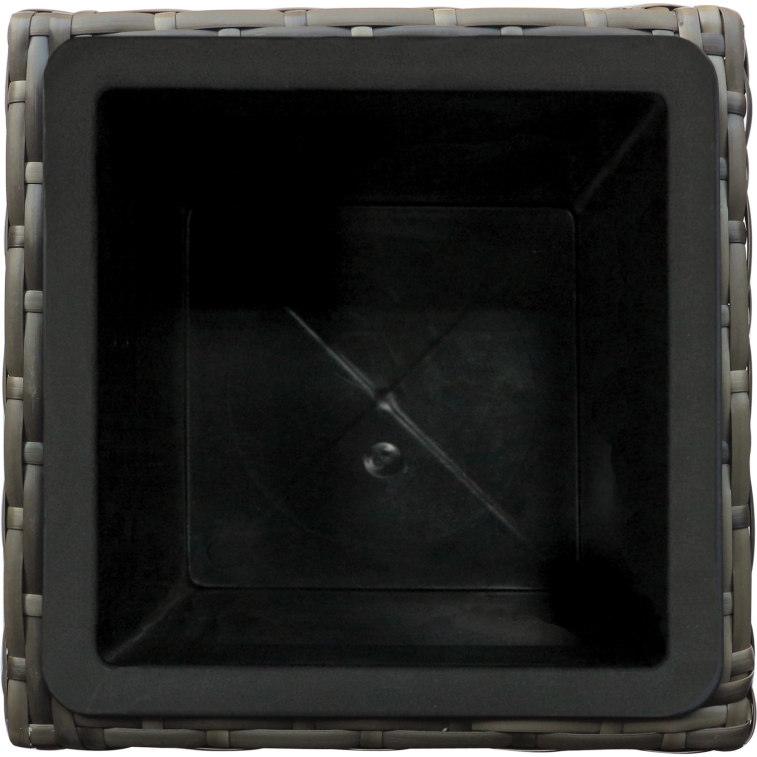 Pflanzsäule Shadow, 28x28x60cm, Polyrattan, mit Pflanzeinsatz, Ansicht von oben.