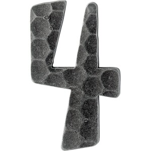 Schwarze Hausnummer 4 aus verzinktem Schmiedeeisen von AnsaPro.